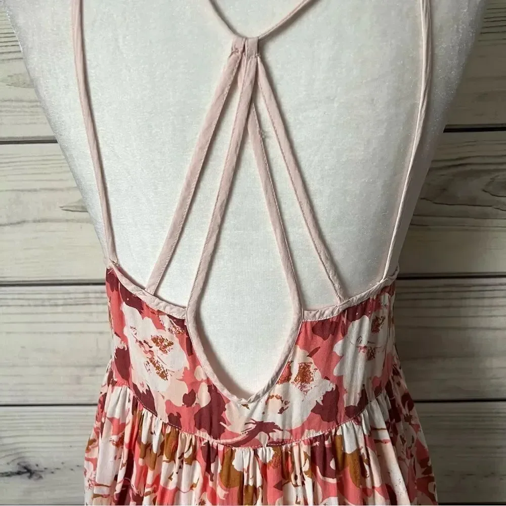 Intimately Free People Peach Floral Strappy Mini Dress